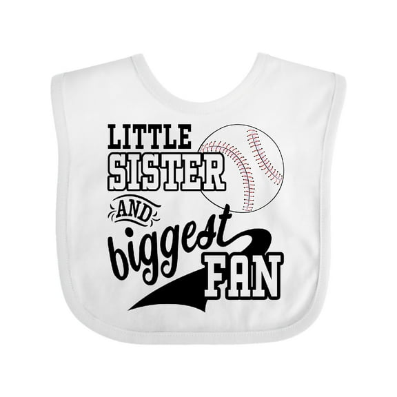 Inktastic Little Sister and Biggest Baseball Fan Girls Baby Bib