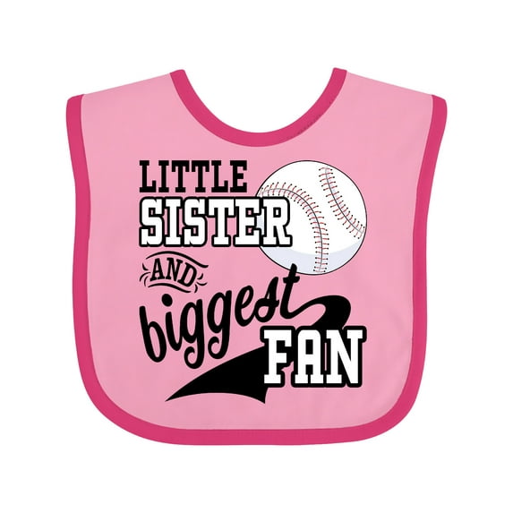 Inktastic Little Sister and Biggest Baseball Fan Girls Baby Bib