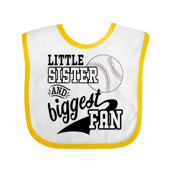Inktastic Little Sister and Biggest Baseball Fan Girls Baby Bib
