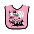 thumbnail image 1 of Inktastic Little Sister and Biggest Baseball Fan Girls Baby Bib, 1 of 4