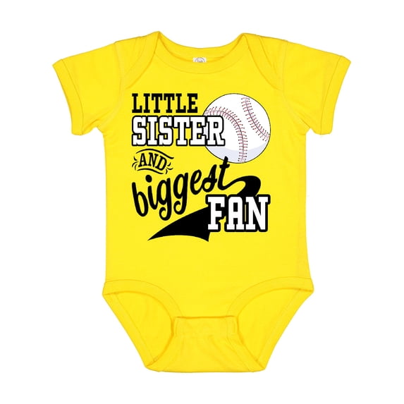 Inktastic Little Sister and Biggest Baseball Fan Girls Baby Bodysuit