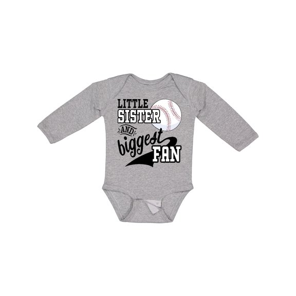 Inktastic Little Sister and Biggest Baseball Fan Girls Long Sleeve Baby Bodysuit