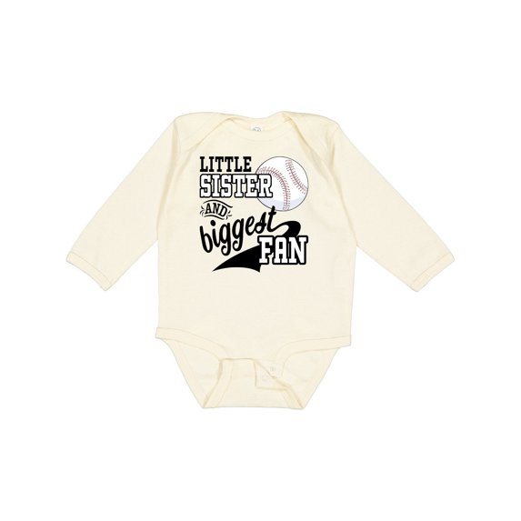 Inktastic Little Sister and Biggest Baseball Fan Girls Long Sleeve Baby Bodysuit