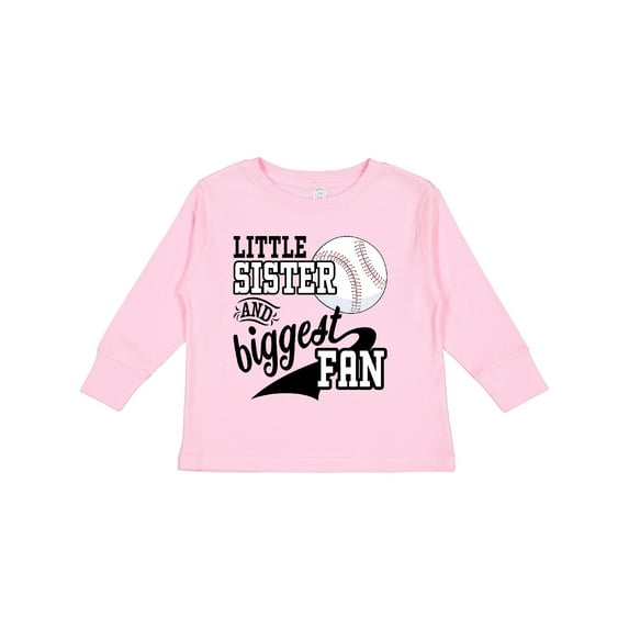 Inktastic Little Sister and Biggest Baseball Fan Girls Long Sleeve Toddler T-Shirt