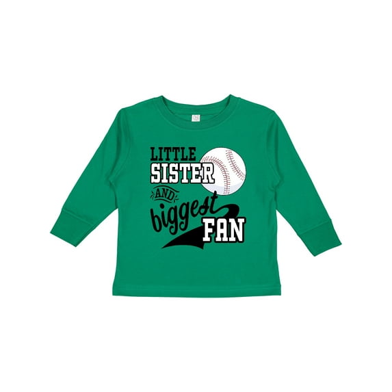 Inktastic Little Sister and Biggest Baseball Fan Girls Long Sleeve Toddler T-Shirt