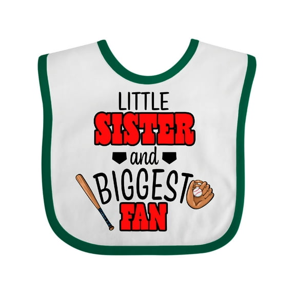 Inktastic Little Sister and Biggest Fan Baseball Glove and Bat Girls Baby Bib