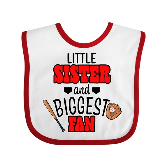 Inktastic Little Sister and Biggest Fan Baseball Glove and Bat Girls Baby Bib