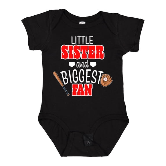 Inktastic Little Sister and Biggest Fan Baseball Glove and Bat Girls Baby Bodysuit