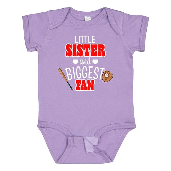 Inktastic Little Sister and Biggest Fan Baseball Glove and Bat Girls Baby Bodysuit