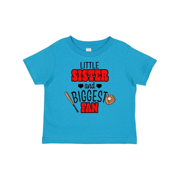 Inktastic Little Sister and Biggest Fan Baseball Glove and Bat Girls Baby T-Shirt