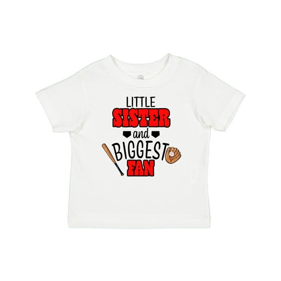 Inktastic Little Sister and Biggest Fan Baseball Glove and Bat Girls Baby T-Shirt