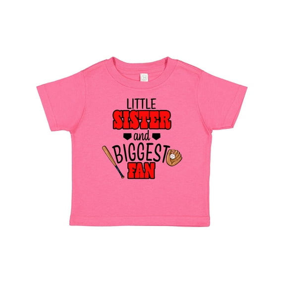 Inktastic Little Sister and Biggest Fan Baseball Glove and Bat Girls Baby T-Shirt