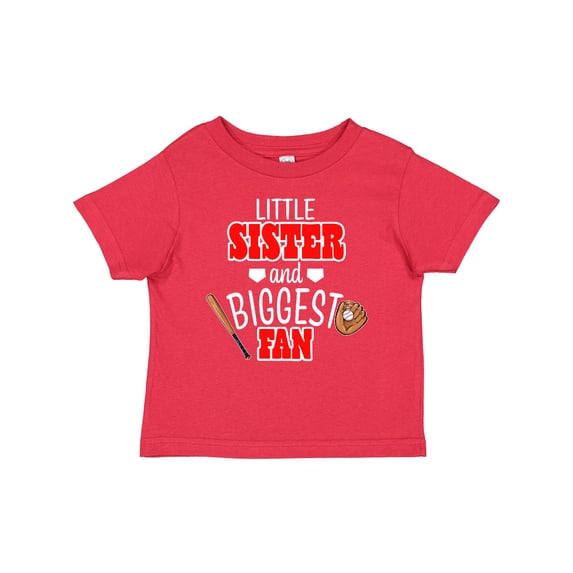 Inktastic Little Sister and Biggest Fan Baseball Glove and Bat Girls Baby T-Shirt