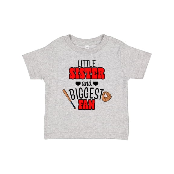 Inktastic Little Sister and Biggest Fan Baseball Glove and Bat Girls Baby T-Shirt