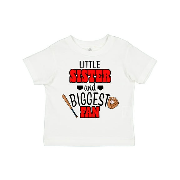 Inktastic Little Sister and Biggest Fan Baseball Glove and Bat Girls Toddler T-Shirt