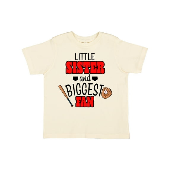 Inktastic Little Sister and Biggest Fan Baseball Glove and Bat Girls Toddler T-Shirt