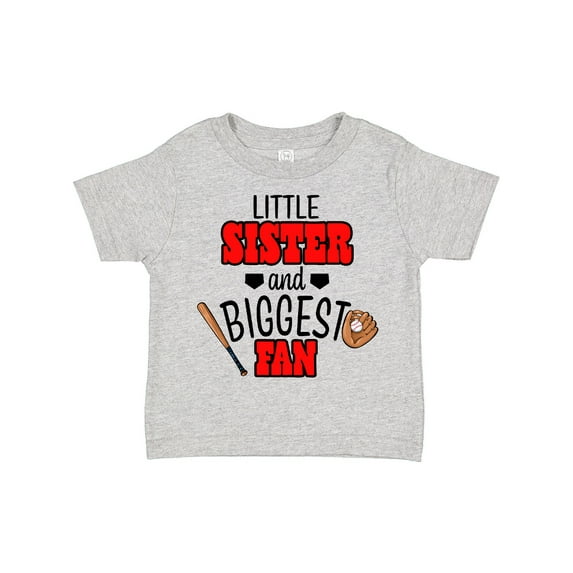 Inktastic Little Sister and Biggest Fan Baseball Glove and Bat Girls Toddler T-Shirt