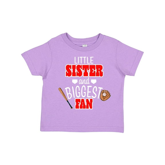 Inktastic Little Sister and Biggest Fan Baseball Glove and Bat Girls Toddler T-Shirt