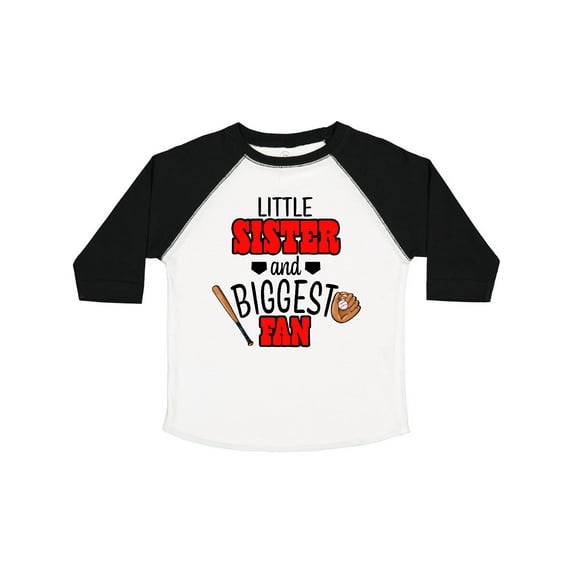 Inktastic Little Sister and Biggest Fan Baseball Glove and Bat Girls Toddler T-Shirt