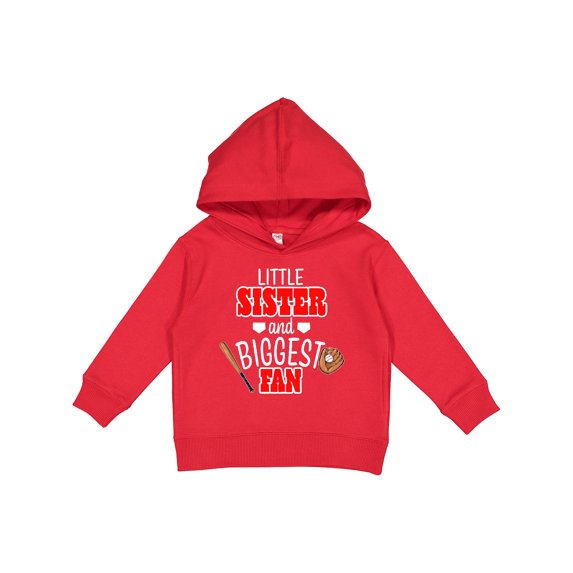 Inktastic Little Sister and Biggest Fan Baseball Glove and Bat Toddler Hoodie