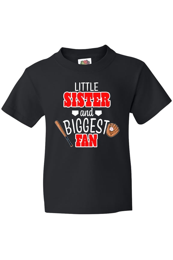 Little Sister and Biggest Fan Baseball Glove and Bat Youth T-Shirt