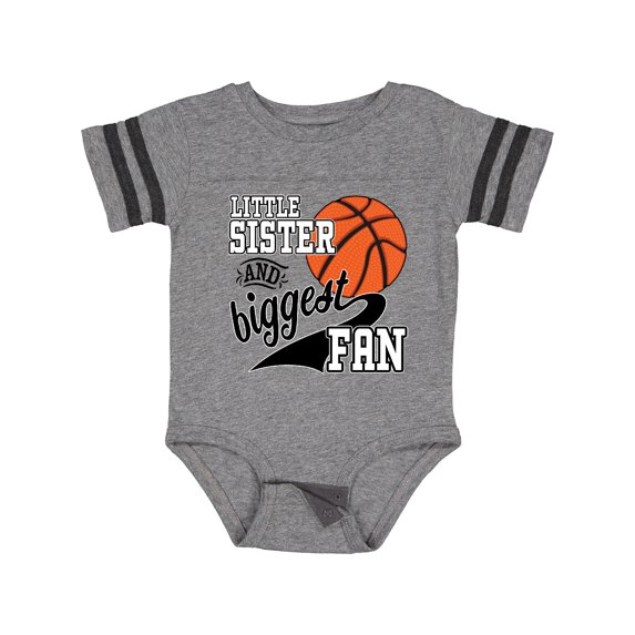 Inktastic Little Sister and Biggest Fan- Basketball Player Girls Baby Bodysuit