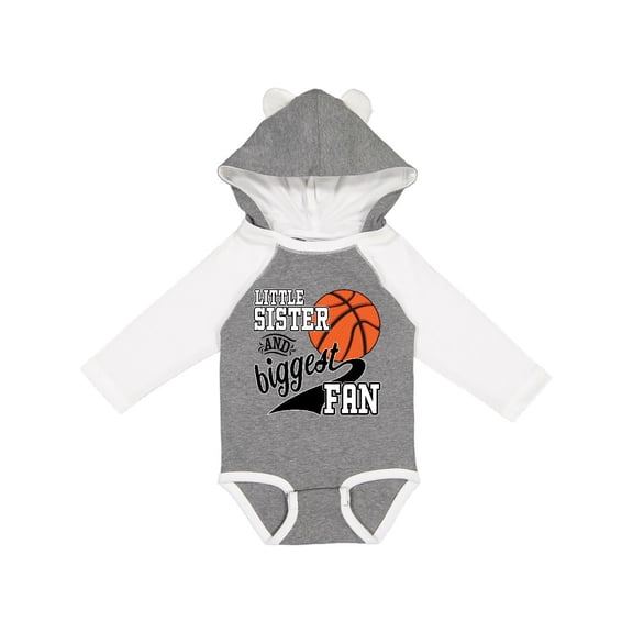 Inktastic Little Sister and Biggest Fan Basketball Player Girls Long Sleeve Baby Bodysuit