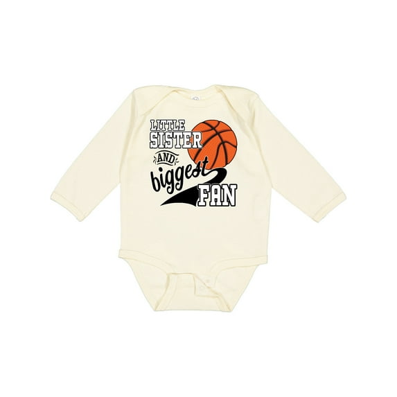 Inktastic Little Sister and Biggest Fan Basketball Player Girls Long Sleeve Baby Bodysuit