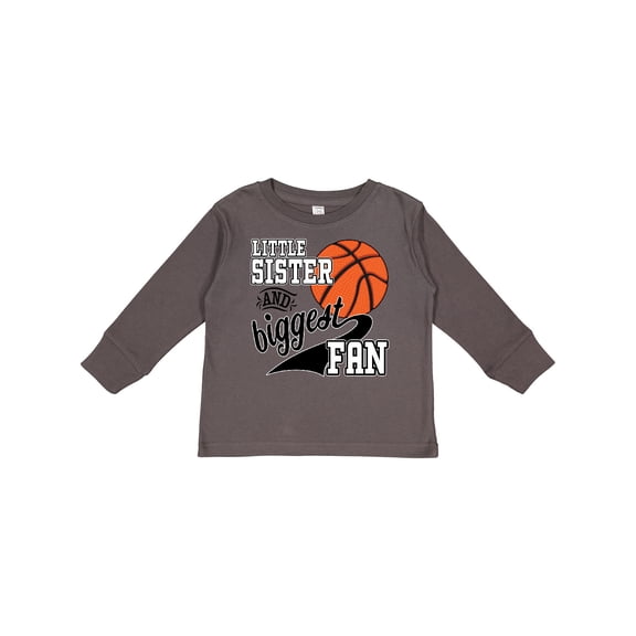 Inktastic Little Sister and Biggest Fan Basketball Player Girls Long Sleeve Toddler T-Shirt