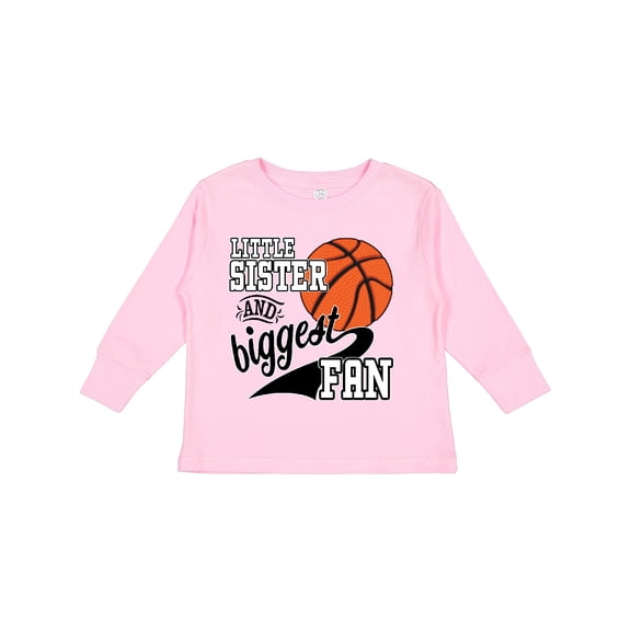 Inktastic Little Sister and Biggest Fan Basketball Player Girls Long Sleeve Toddler T-Shirt