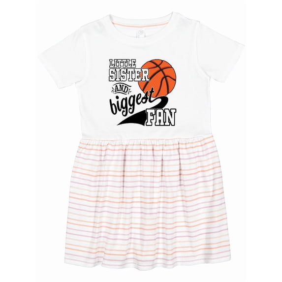 Inktastic Little Sister and Biggest Fan Basketball Player Girls Toddler Dress