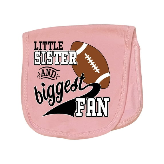 Inktastic Little Sister and Biggest Fan Football Player Baby Burp Cloth