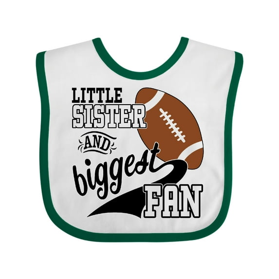 Inktastic Little Sister and Biggest Fan Football Player Girls Baby Bib