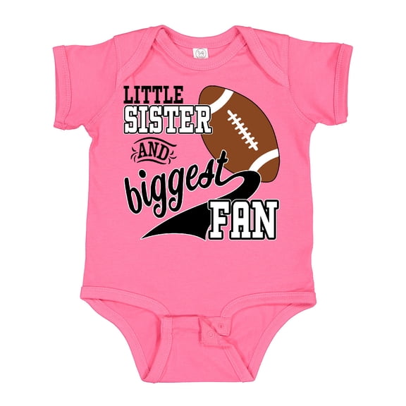 Inktastic Little Sister and Biggest Fan Football Player Girls Baby Bodysuit
