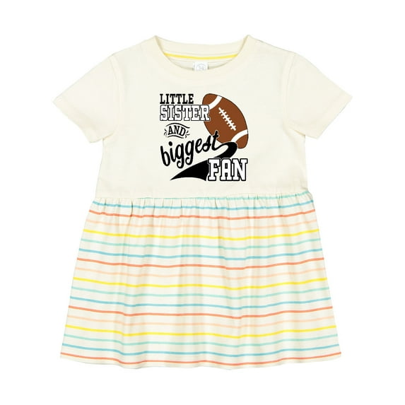 Inktastic Little Sister and Biggest Fan Football Player Girls Baby Dress