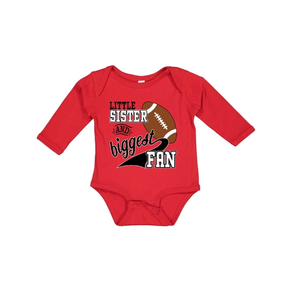 Inktastic Little Sister and Biggest Fan Football Player Girls Long Sleeve Baby Bodysuit