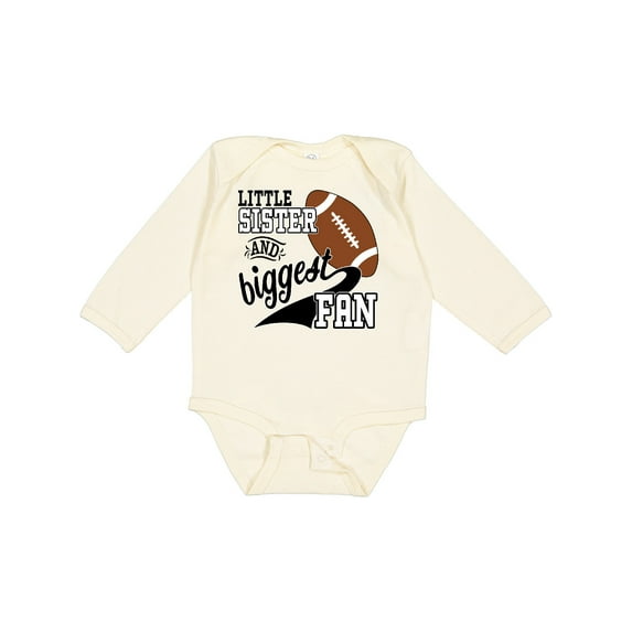Inktastic Little Sister and Biggest Fan Football Player Girls Long Sleeve Baby Bodysuit
