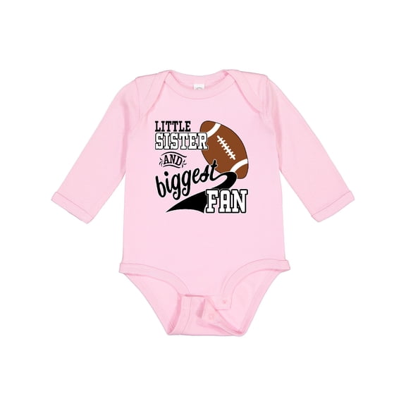 Inktastic Little Sister and Biggest Fan Football Player Girls Long Sleeve Baby Bodysuit