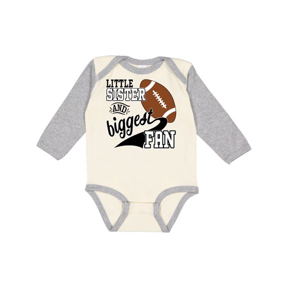 Inktastic Little Sister and Biggest Fan Football Player Girls Long Sleeve Baby Bodysuit