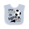 thumbnail image 1 of Inktastic Little Sister and Biggest Fan Soccer Player Girls Baby Bib, 1 of 4