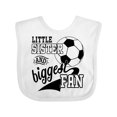thumbnail image 1 of Inktastic Little Sister and Biggest Fan Soccer Player Girls Baby Bib, 1 of 4