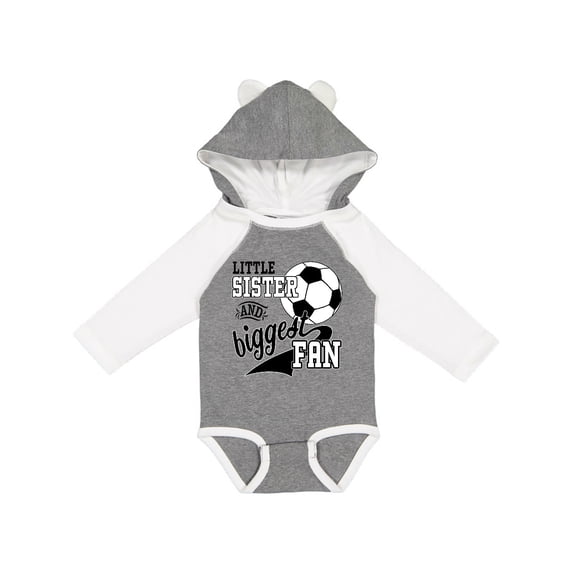 Inktastic Little Sister and Biggest Fan Soccer Player Girls Long Sleeve Baby Bodysuit