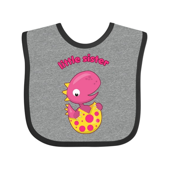 Inktastic Little Sister-dino Girls Baby Bib