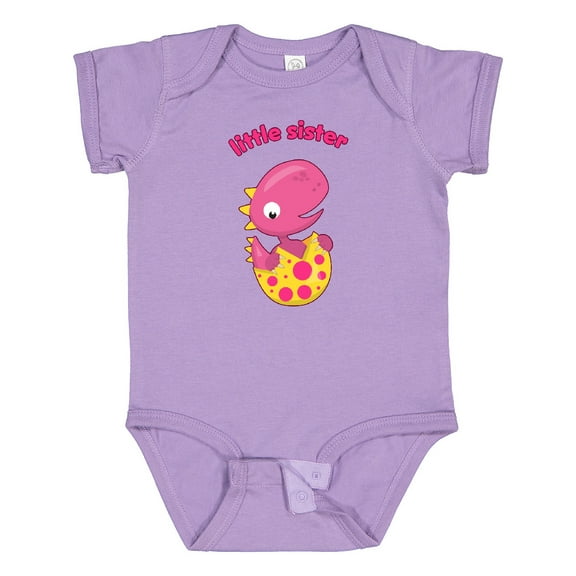 Inktastic Little Sister-dino Girls Baby Bodysuit
