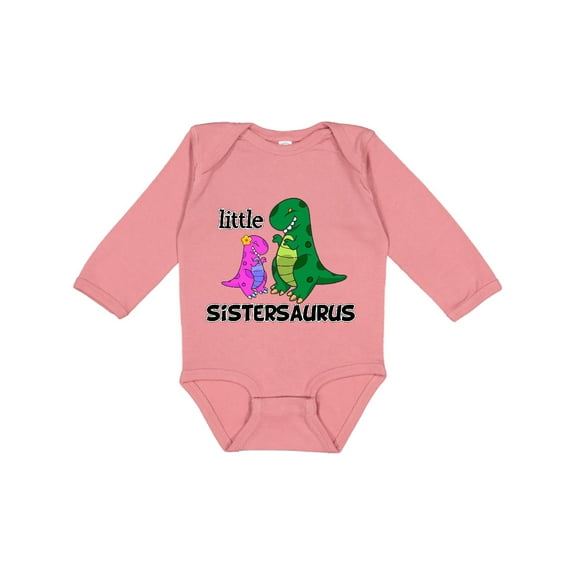 Inktastic Little Sistersaurus Girls Long Sleeve Baby Bodysuit