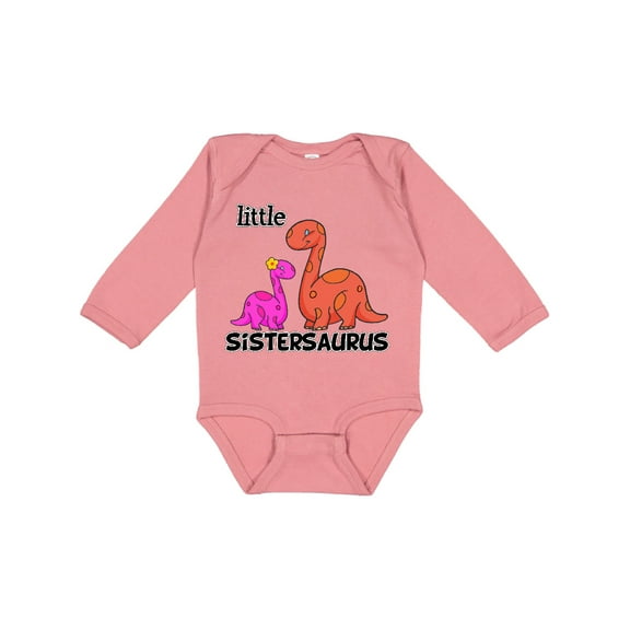 Inktastic Little Sistersaurus Girls Long Sleeve Baby Bodysuit