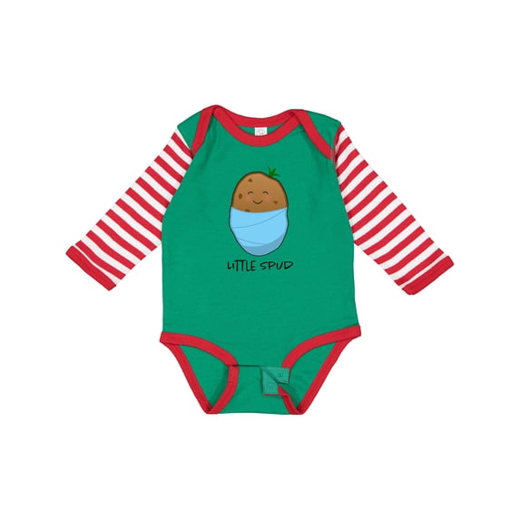 Inktastic Little Spud Blue Boys or Girls Long Sleeve Baby Bodysuit