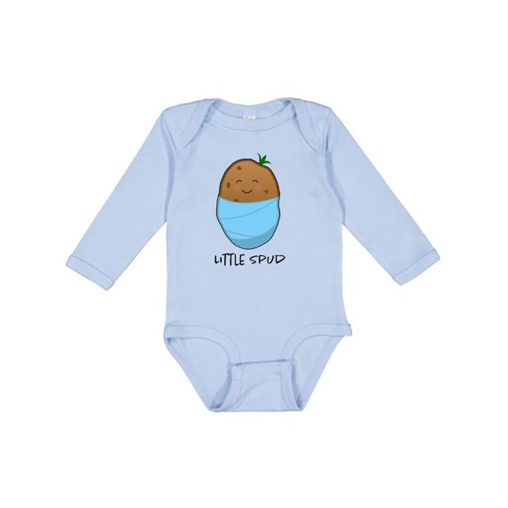 Inktastic Little Spud Blue Boys or Girls Long Sleeve Baby Bodysuit