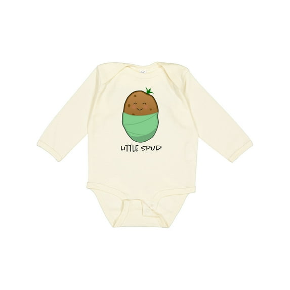 Inktastic Little Spud Green Boys or Girls Long Sleeve Baby Bodysuit