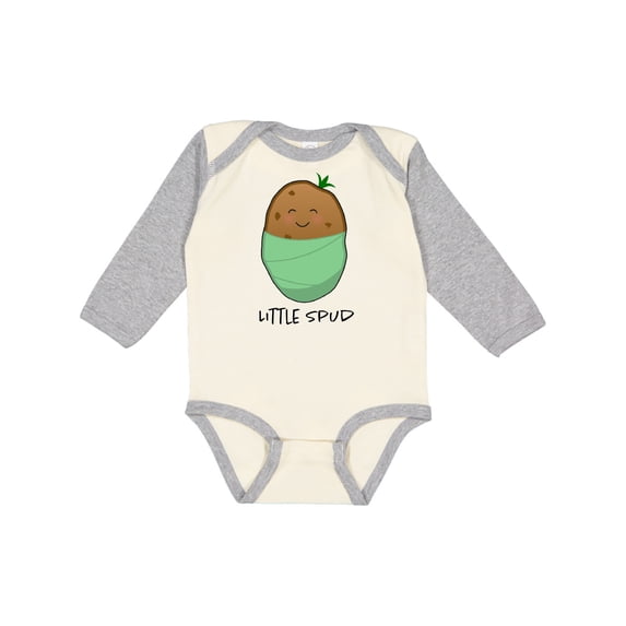 Inktastic Little Spud Green Boys or Girls Long Sleeve Baby Bodysuit